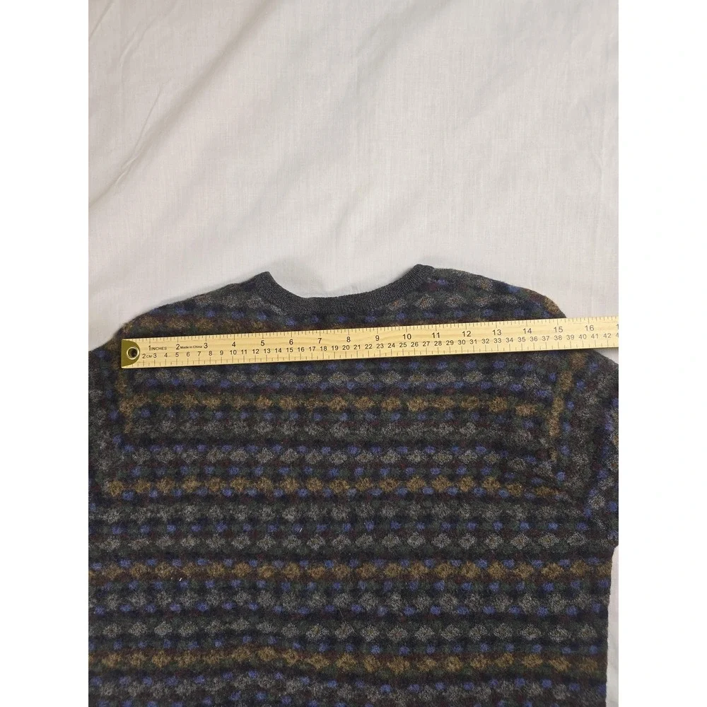 Tricots St. Raphael Sweater Mens Medium Gray Merino Wool Geometric Knit Pullover